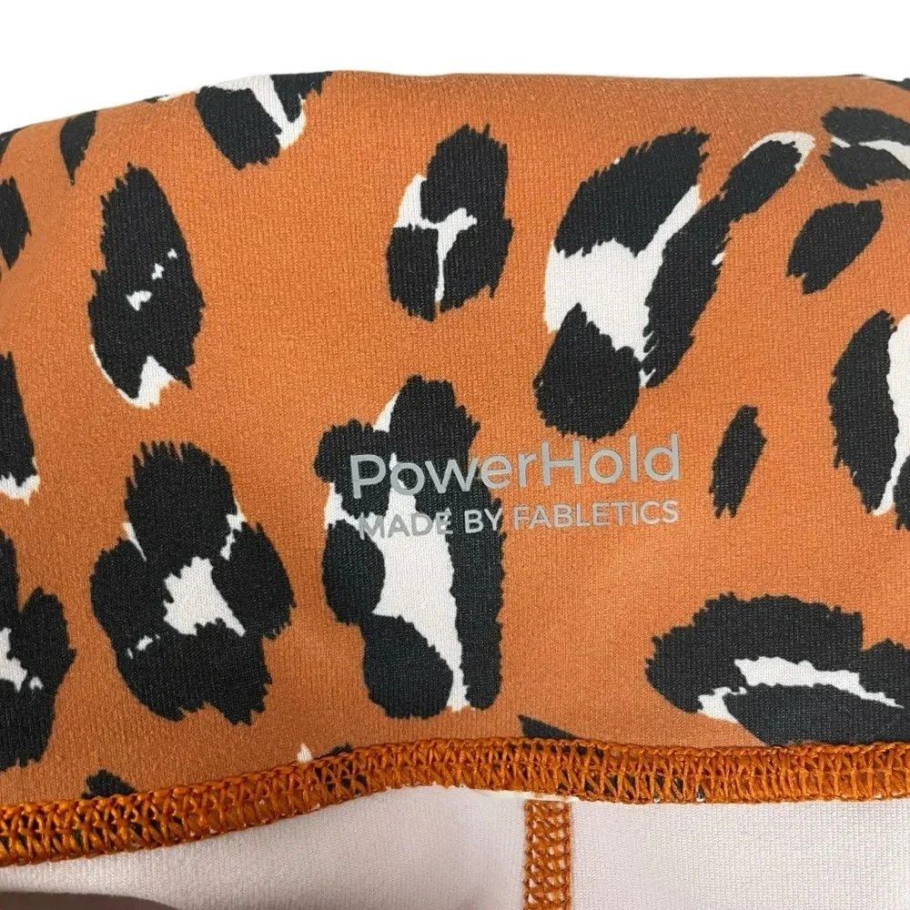 Fabletics Powerhold Compression ⅞ Leggings in Burnt Orange Leopard Size 2X